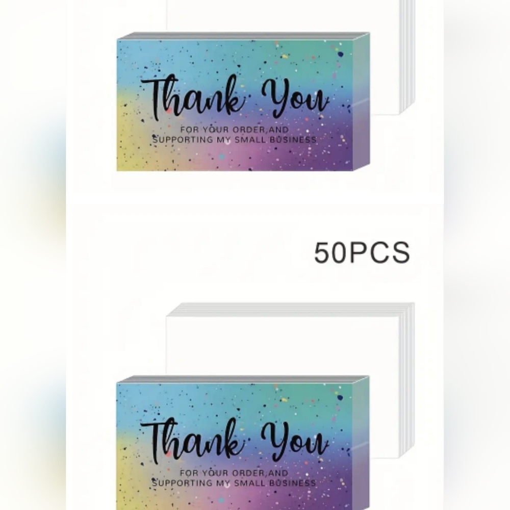50 Multicolor Thank You Cards - 50PCS